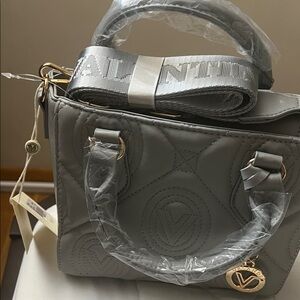 Valentino Gray Quilted Mini Bag